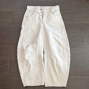 FREE PEOPLE WE THE FREE GOOD LUCK BARREL JEAN IN MILK 25